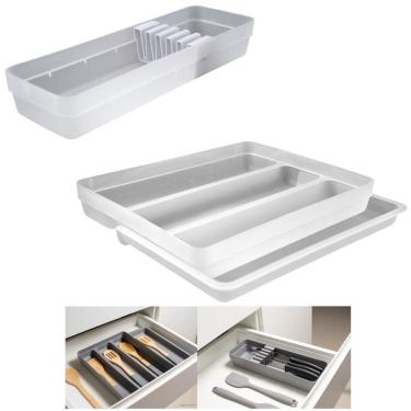 Imagem de Kit 2 Organizador Gaveta Talheres Utensílios Extensor Porta Facas Logic - Ou