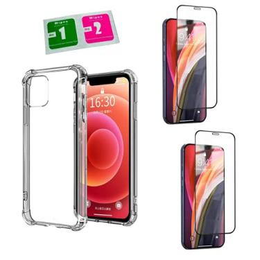 Imagem de Kit Capa Anti Impacto + 2X Película 9D Cobre Tudo Compatível iPhone 12 Pro Max