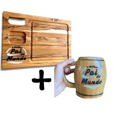 Imagem de Kit melhor pai do mundo tabua de churrasco + caneca