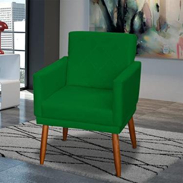 Imagem de Poltrona Decorativa Para Sala Beatriz Com Base Cadeira Reforçada Para Sala De Espera Consultório Escritório Recepção Manicure Sala De Estar Suede Cores Pé Castanho - Clique & Decore (Verde)