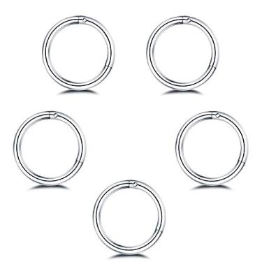 Imagem de 5 peças de aço inoxidável 16G 18G brincos de argola para dormir para mulheres homens septo articulado clique nariz lábio anel hélice daith cartilagem tragus piercings minúsculos pequenos aros
