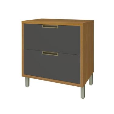 Imagem de Balcão Multiuso de Cozinha 80cm 01 Porta e 01 Gaveta 100% MDF Imperatriz Freijó/Grafite Nesher