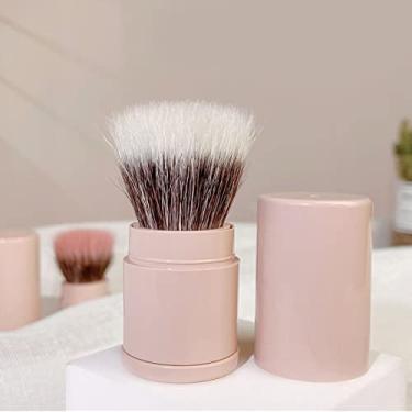 Imagem de Pincel de maquiagem retrátil, pincel de blush facial portátil, pincel em pó com tampa para blush, bronzeador, polimento, cosméticos em pó impecáveis, polimento, escultura. Viajável e perfeito para levar