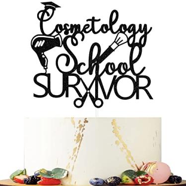 Imagem de Topo de bolo preto com glitter para sobreviver à escola