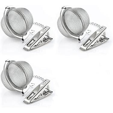 Imagem de 4 infusores de chá, coador de chá de malha de aço inoxidável, infusor de chá com bola de chá com gancho de corrente estendida com clipe para preparar chá e especiarias e temperos