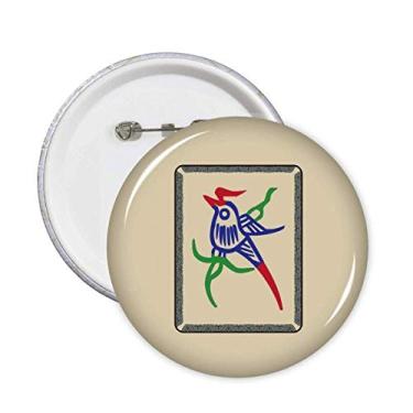 Imagem de Mahjong Barra de bambu 1 azulejo padrão pinos crachá botão decoração acessório 5 peças