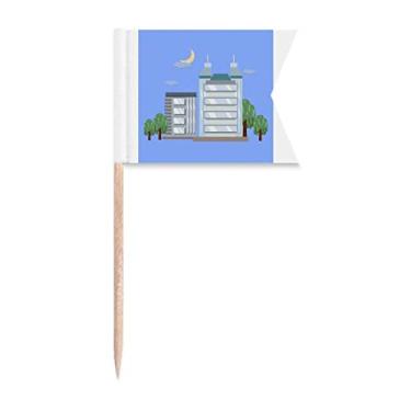 Imagem de Animation Outline Buildings Bandeiras de palito de dente, marcação de rotulagem para bolo de festa, prato de queijo