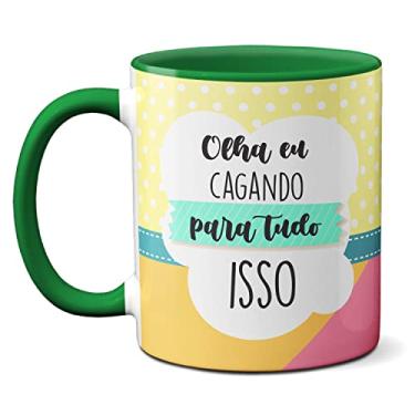 Imagem de Caneca Fofa Lhama Alongando Olha Eu Cagando Pra Tudo Isso (Verde)