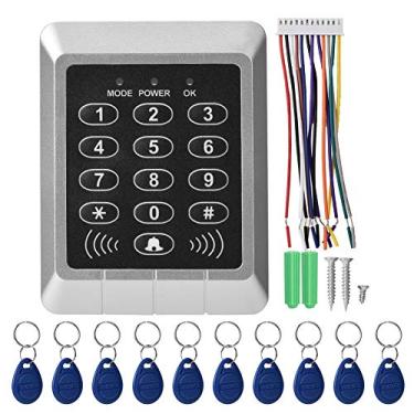 Imagem de Teclado de controle de acesso de metal com 10 chaveiros, teclado de senha de controle de acesso por cartão para segurança do sistema de entrada de porta