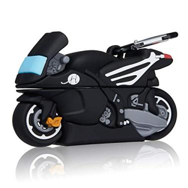 Imagem de Capa Jowhep para AirPod Pro/3 desenhos de desenho animado Capa de silicone fofa com chaveiro, capa protetora macia à prova de choque, para AirPods Pro, meninos, crianças, capas divertidas para AirPods 3, preto Moto