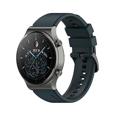 Imagem de ONECM Pulseira de relógio inteligente de 22 mm para Huawei GT 2 Pro pulseiras de pulso de silicone para Xiaomi GTR 47mm GTR2 2e pulseira (cor: verde escuro, tamanho: para Huawei GT 2 Pro)