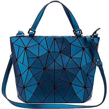Imagem de Bolsa feminina com alça superior de malha geométrica fosca bolsa de ombro geométrica, 002 verde escuro, One Size