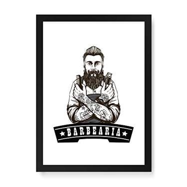 Imagem de Arte Maníacos Quadro Decorativo Barbeiro Braços - 23x16,25cm (Moldura em laca preta)