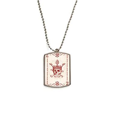 Imagem de DIYthinker Colar para animais de estimação com pingente de corrente de aço inoxidável com formato de coração e coroa vermelha