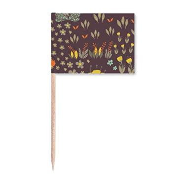 Imagem de Bandeiras de palito de dente com flores de feijão mung para decoração de festa