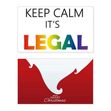 Imagem de LGBT Bandeira de arco-íris Keep Calm Holiday Merry Christmas Cartões de parabéns Mensagem de Natal