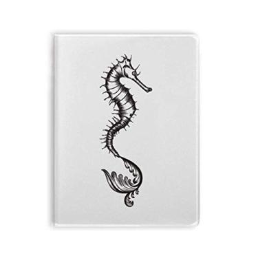 Imagem de Caderno de ilustração preta Hippocampus Marine Life Diário capa macia