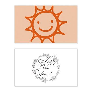 Imagem de Pintura à mão Orange Sun Smile Festival Ano Novo Cartão de felicitações Bless Message Present