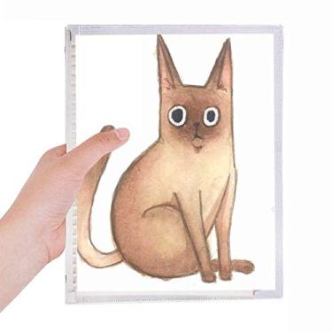 Imagem de Caderno de folhas soltas com pintura em aquarela e gato siamês Miaoji
