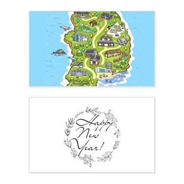 Imagem de Mapa mostrando monumentos populares na Coreia do Ano Novo Festival Cartão de felicitações Bless Mensagem presente