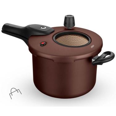 Imagem de Panela de Pressão com Visor de Vidro e Fechamento Externo 4,5 Litros MTA Chocolate