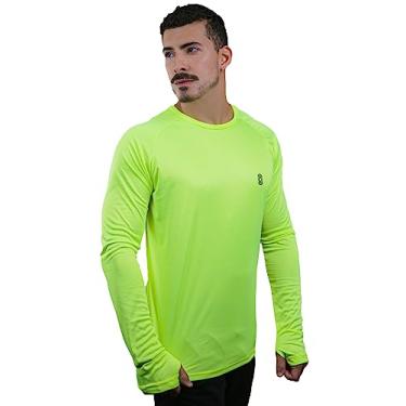 Imagem de Camiseta Skube Com Proteção UV 50+ Dry Fit Segunda Pele Térmica Tecido Termodry Manga Longa Dedeira - Amarelo Neon - P