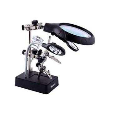 Imagem de Lupa Leds Mesa Bancada Cabeceira Estante Garra Solda