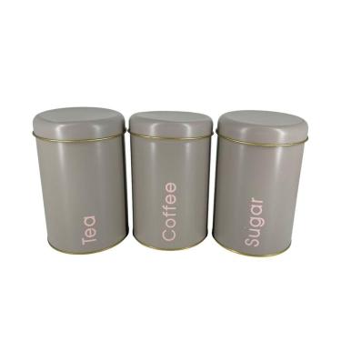 Imagem de Latas Porta Mantimento Jogo com 3 Pçs Decorativa 3 Cores