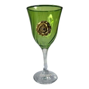 Imagem de Taça Cigana Esmeralda Lirio Rosa Super luxo 330ml -Vidro