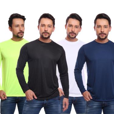Imagem de Kit 4 Camiseta DF Masculina Manga Longa Proteção Solar UV +50 Segunda Pele-Masculino