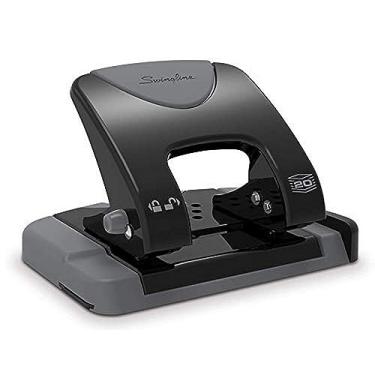 Imagem de Swingline Furador de 2 furos, perfurador, SmartTouch com guia de borda, capacidade de perfuração de 20 folhas, baixa força necessária, preto/cinza, pacote com 6 (74135CS)