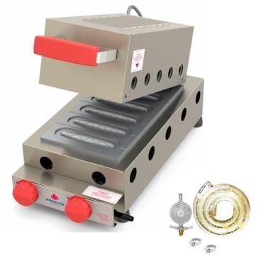 Imagem de Kit - Prensa a Gás Crepes Suiço 6 Cavidades Prk-60g + Kit Gás - Progás
