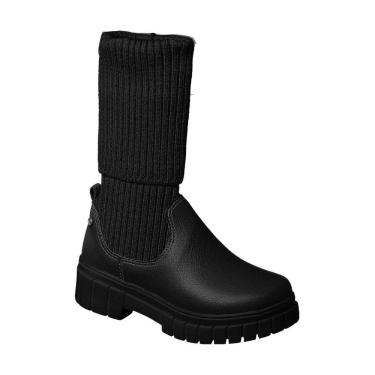 Imagem de Bota Cano Alto Infantil Feminina Ortopé Glam Boot Plus Tecido Preta