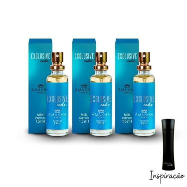 Imagem de Kit 3 Perfumes Exclusive Code Masculino 15Ml Amakha Paris