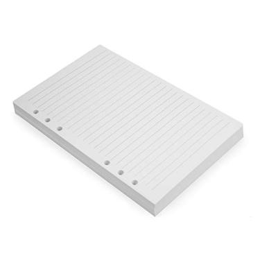 Imagem de Inserções para fichário A5 com 6 anéis – 21 x 14 cm – Refil de papel A5 de folhas soltas de 120 g/m² compatível com Filofax, 6 furos, 100 folhas, 200 páginas pautadas
