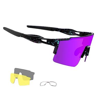 Imagem de Óculos de sol polarizados para ciclismo OULAIQI, para homens e mulheres, com 3 lentes intercambiáveis, óculos de beisebol