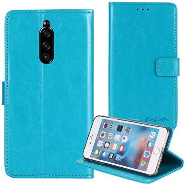 Imagem de TienJueShi Suporte de livro azul retrô protetor de couro TPU capa de silicone para Sony Xperia 1 6,5 polegadas capa de gel carteira Etui