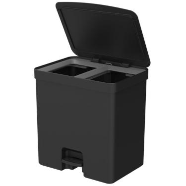 Imagem de Lixeira Com Pedal Dupla 20 Litros Trium Preto - OU