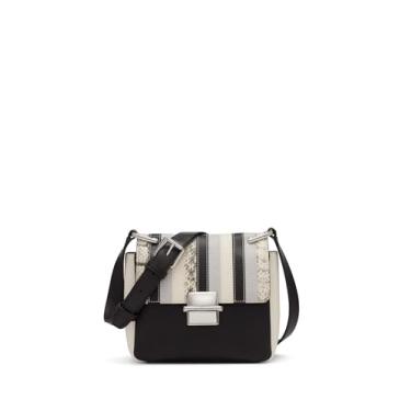 Imagem de Calvin Klein Alça transversal com aba de compartimento triplo cravo, Combo de cobra preto/branco, One Size