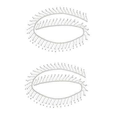 Imagem de Operitacx 2 Unidades corrente de diamante de borla Corrente de tassel corrente de cristal brilhante guarnição de costura de strass fita decoração guarnição de strass acessório de roupa liga