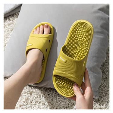 Imagem de Chinelos de casa portáteis para homens sandálias de banho dobráveis ​​de viagem chinelos femininos com suporte de arco design antiderrapante de dedo aberto, chinelos de casa leves (Color : Yellow, S