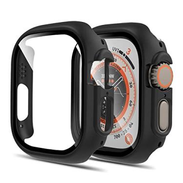 Imagem de Landhoo Pacote com 2 capas para Apple Watch Series 8 Ultra 49 mm protetor de tela com vidro temperado, capa protetora completa HD para iWatch.