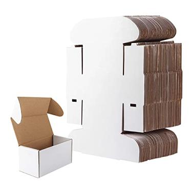 Imagem de RLAVBL Pacote com 50 caixas de envio pequenas de 11,6 x 5,5 x 5,5 cm, caixa de papelão ondulado branca para pequenas empresas, envio e embalagem