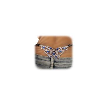 Imagem de Calcinha tanga feminina sexy Rhinstone borla pingente de coração corrente de cintura de cristal tanga biquíni festival G String Jewelry, Medium, Metal, Strass