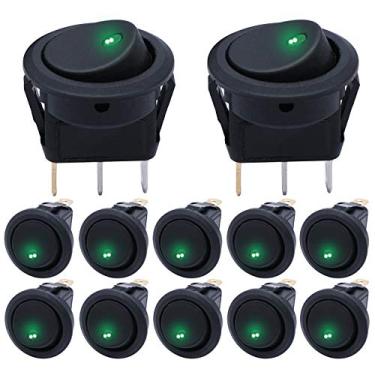 Imagem de mxuteuk 12 Peças 12V Led Luz Redonda Interruptor De Balancim Para Barco Spst Liga-Desliga 20A Para Controle De Caminhão De Carro Kcd2-102N-G Verde Verde