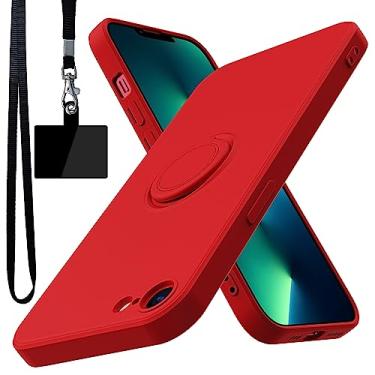 Imagem de YSLBWLE Capa para iPhone SE 3ª/2ª geração, capa para iPhone 8/7, suporte de anel giratório de 360° embutido, forro de microfibra macio antiarranhões, suporte para carro, capa para meninas e mulheres,