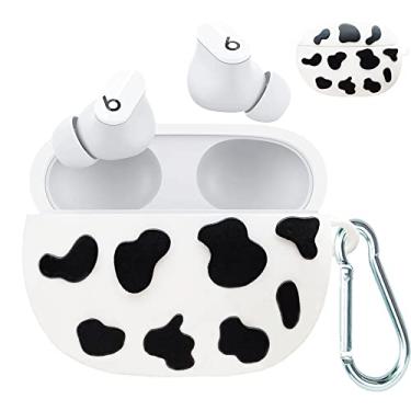 Imagem de Capa compatível com Beats Studio Buds estampa de vaca, capa fofa Beats Studio Buds para mulheres e meninas, capa de silicone macio para fones de ouvido Beats Studio com chaveiro, capas protetoras para