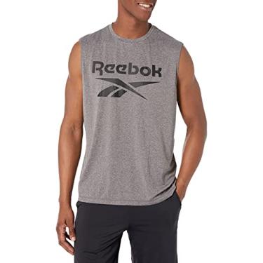 Imagem de Regata masculina Reebok Muscle – Camisa de ginástica sem mangas para treino e treino, Charcoal Heather Gladiator, Large