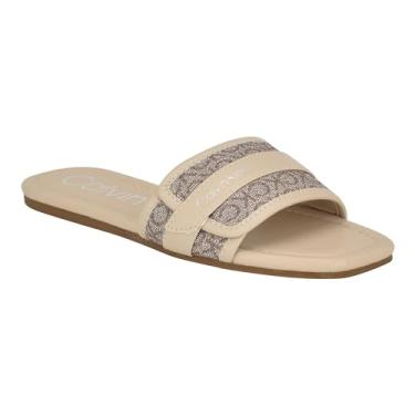 Imagem de Calvin Klein Sandália feminina Bonica Flat, Logotipo Dark Natural 120, 37