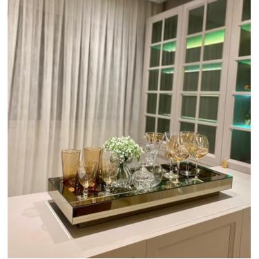 Imagem de Bandeja Espelhada Bronze Bar Cozinha Sala Decoração Luxo